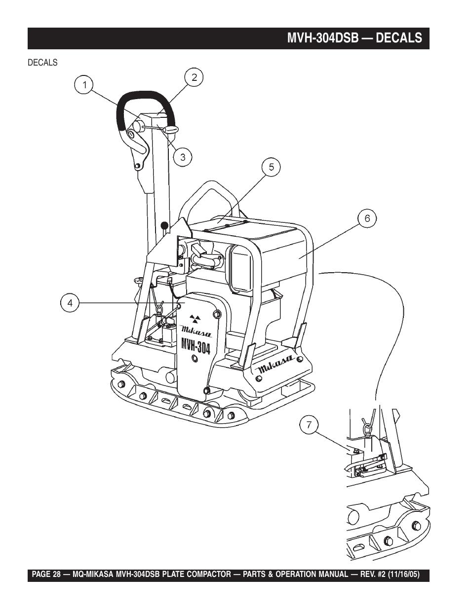 Mvh-304dsb — decals | Multiquip MVH304DSB User Manual | Page 28 / 70