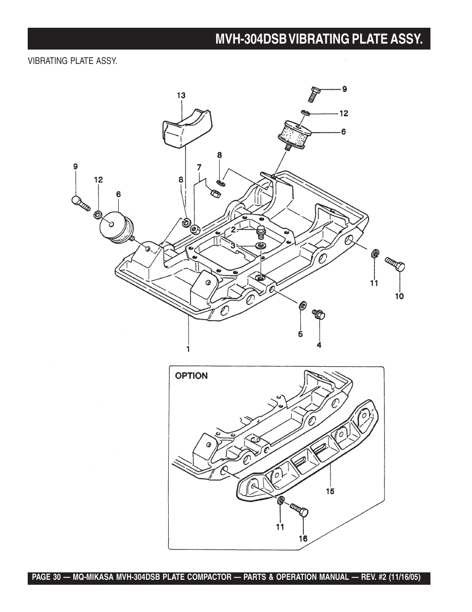 Mvh-304dsb vibrating plate assy | Multiquip MVH304DSB User Manual | Page 30 / 70