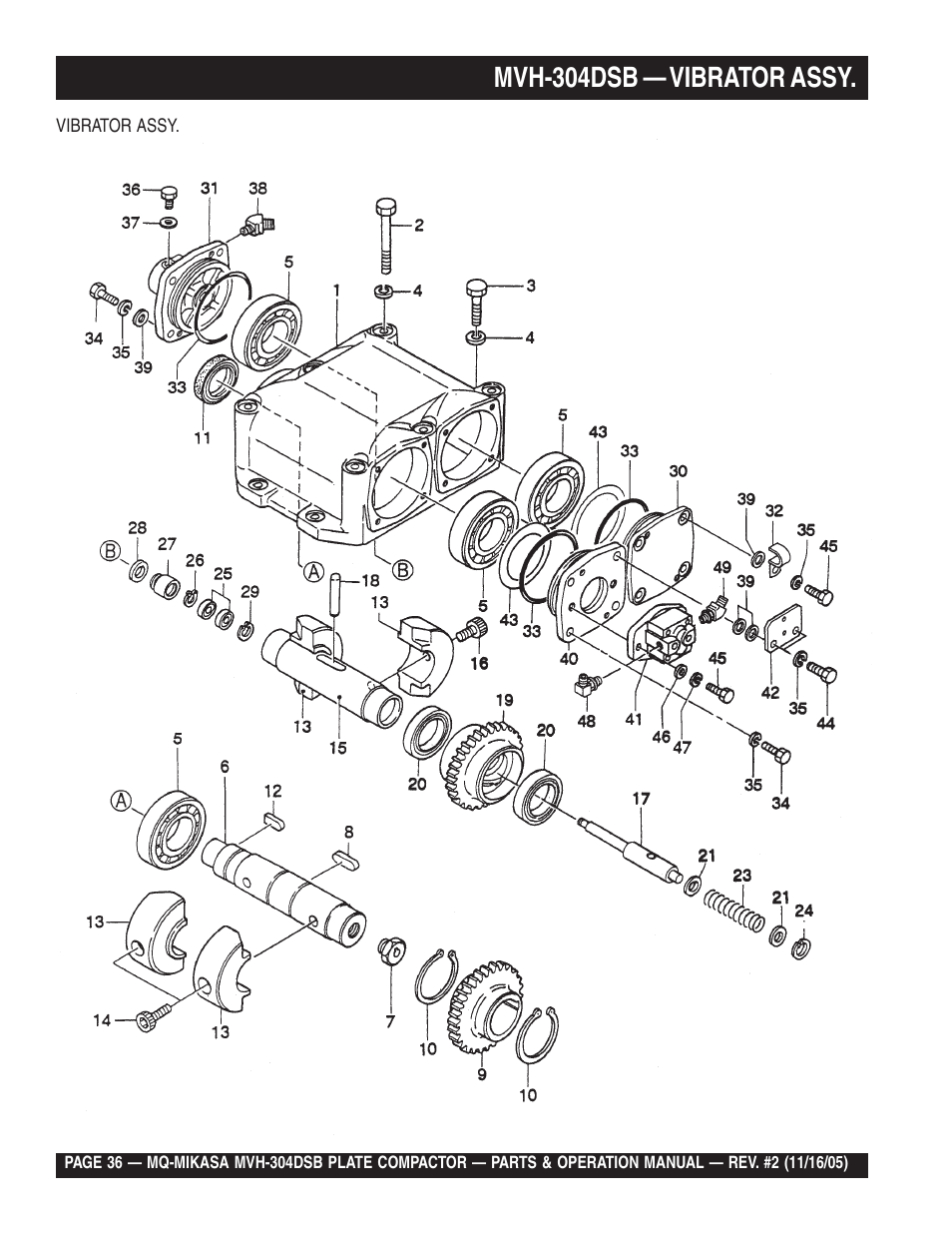 Mvh-304dsb — vibrator assy | Multiquip MVH304DSB User Manual | Page 36 / 70