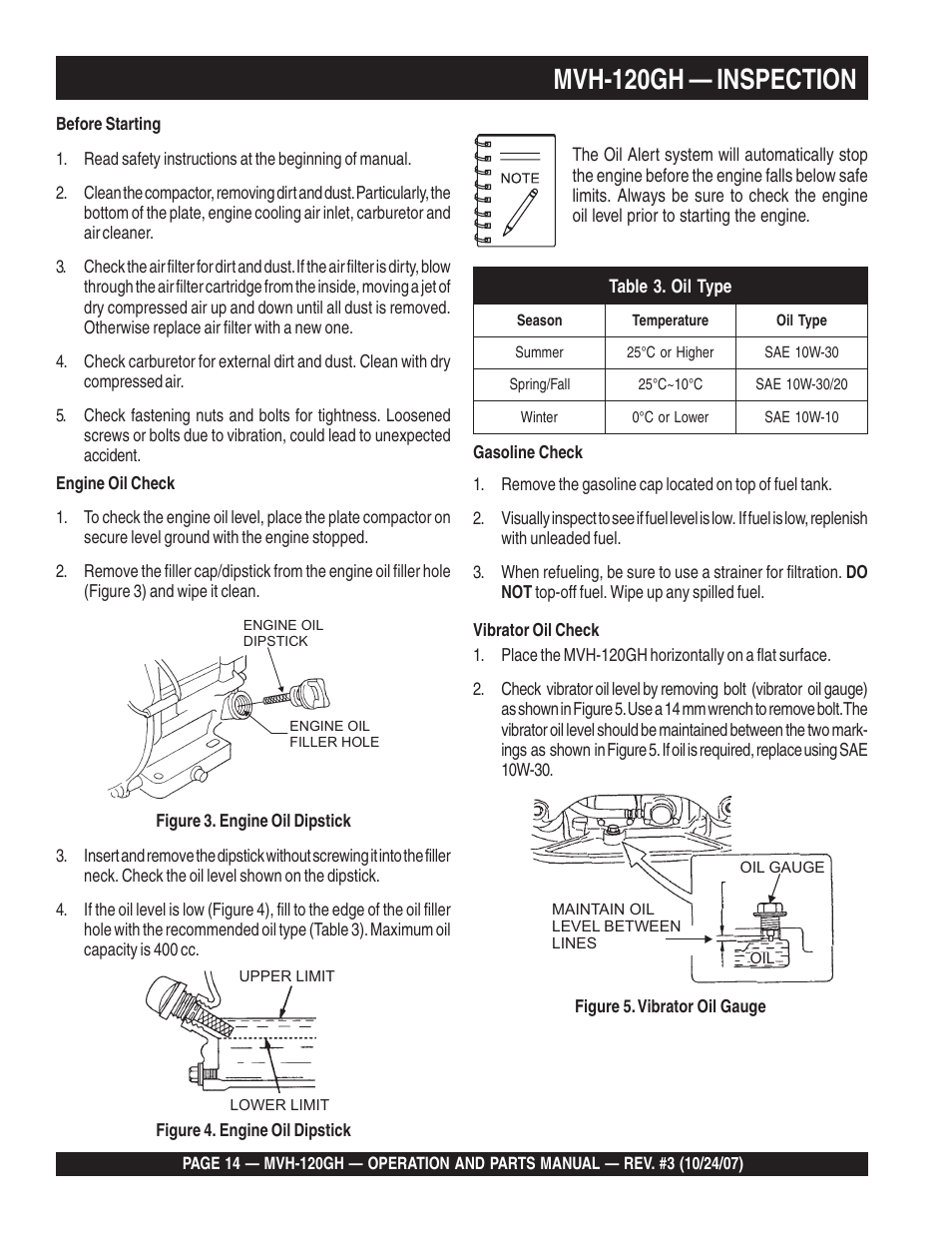 Lmvh-120gh — inspection | Multiquip MVH120GH User Manual | Page 14 / 80