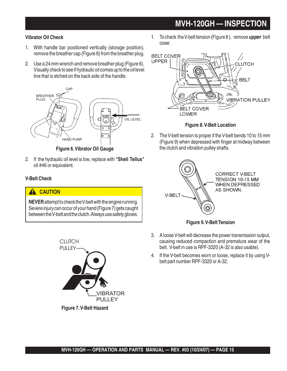 Mvh-120gh — inspection | Multiquip MVH120GH User Manual | Page 15 / 80