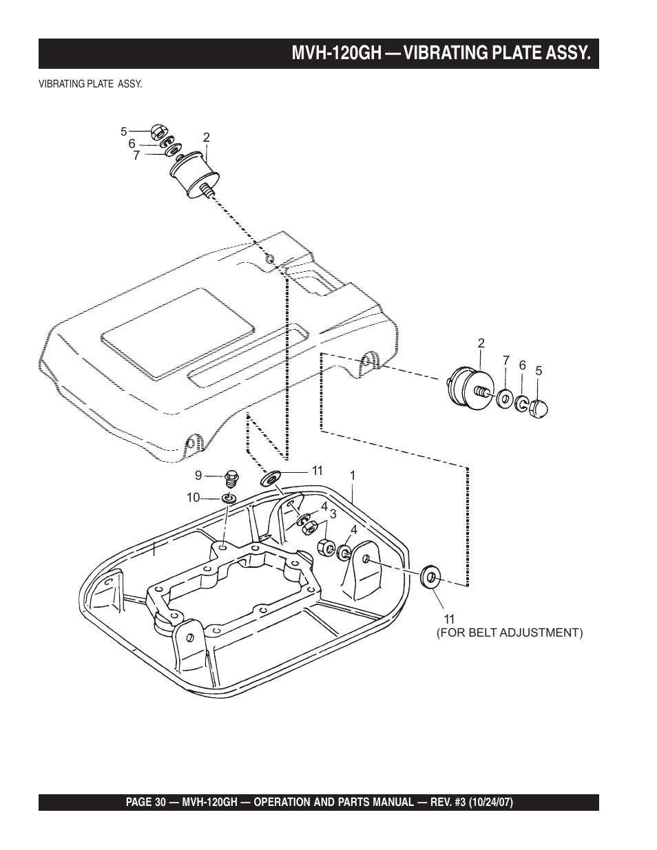 Mvh-120gh — vibrating plate assy. l | Multiquip MVH120GH User Manual | Page 30 / 80