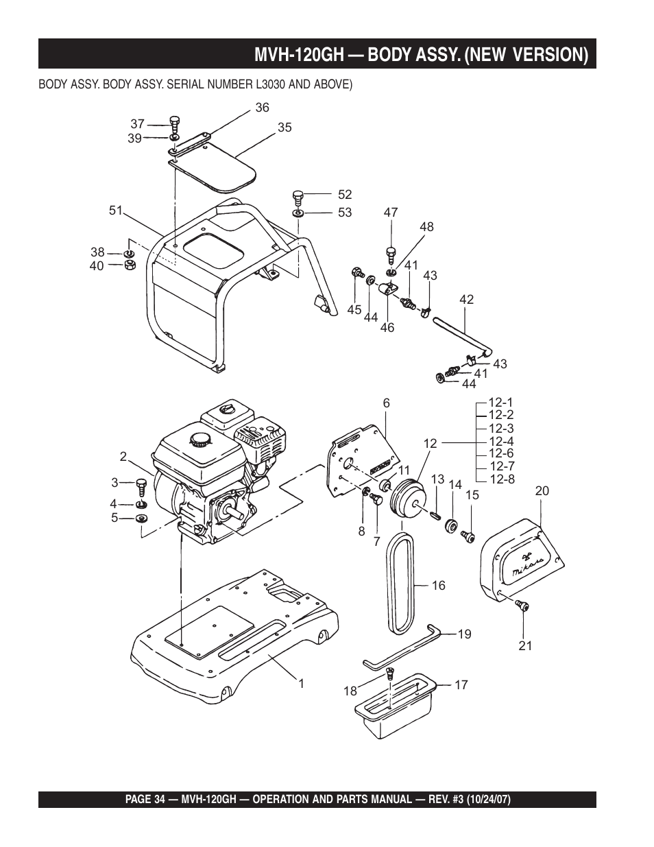 Mvh-120gh — body assy. (new version) | Multiquip MVH120GH User Manual | Page 34 / 80