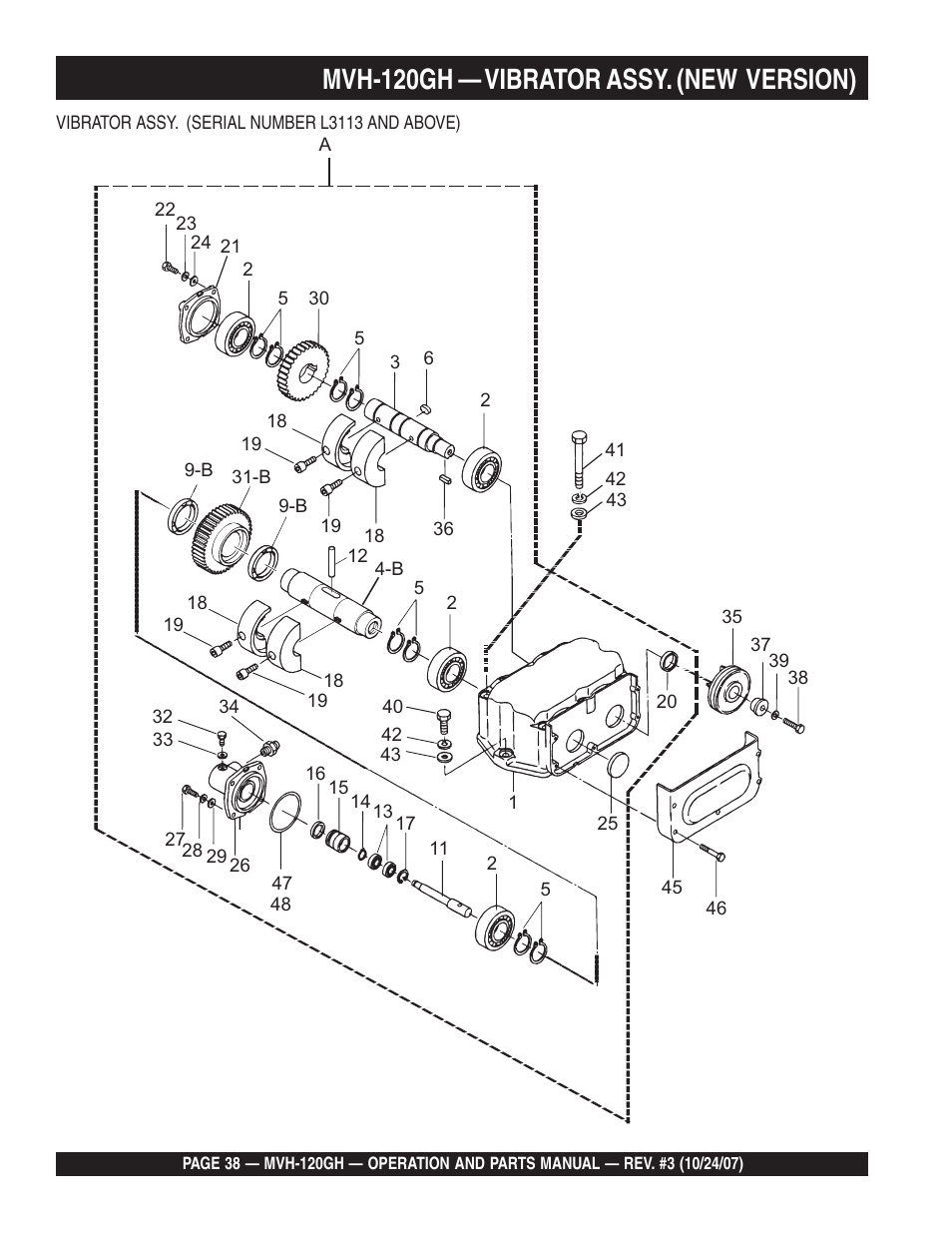 Lmvh-120gh — vibrator assy. (new version) | Multiquip MVH120GH User Manual | Page 38 / 80