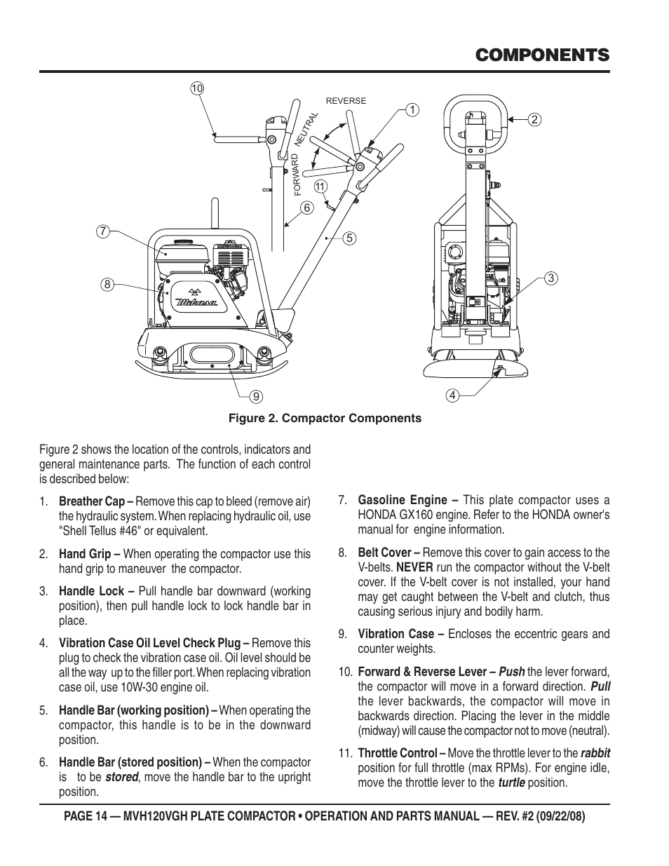 Components | Multiquip MVH120VGH User Manual | Page 14 / 78