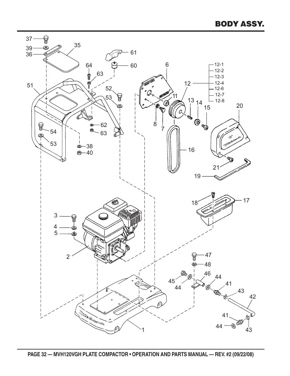 Body assy | Multiquip MVH120VGH User Manual | Page 32 / 78