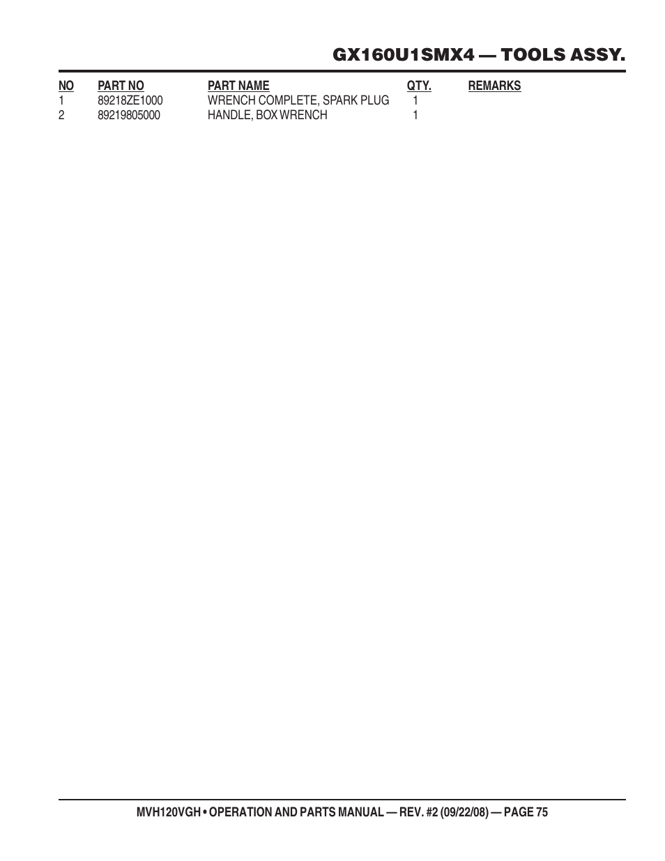 Multiquip MVH120VGH User Manual | Page 75 / 78