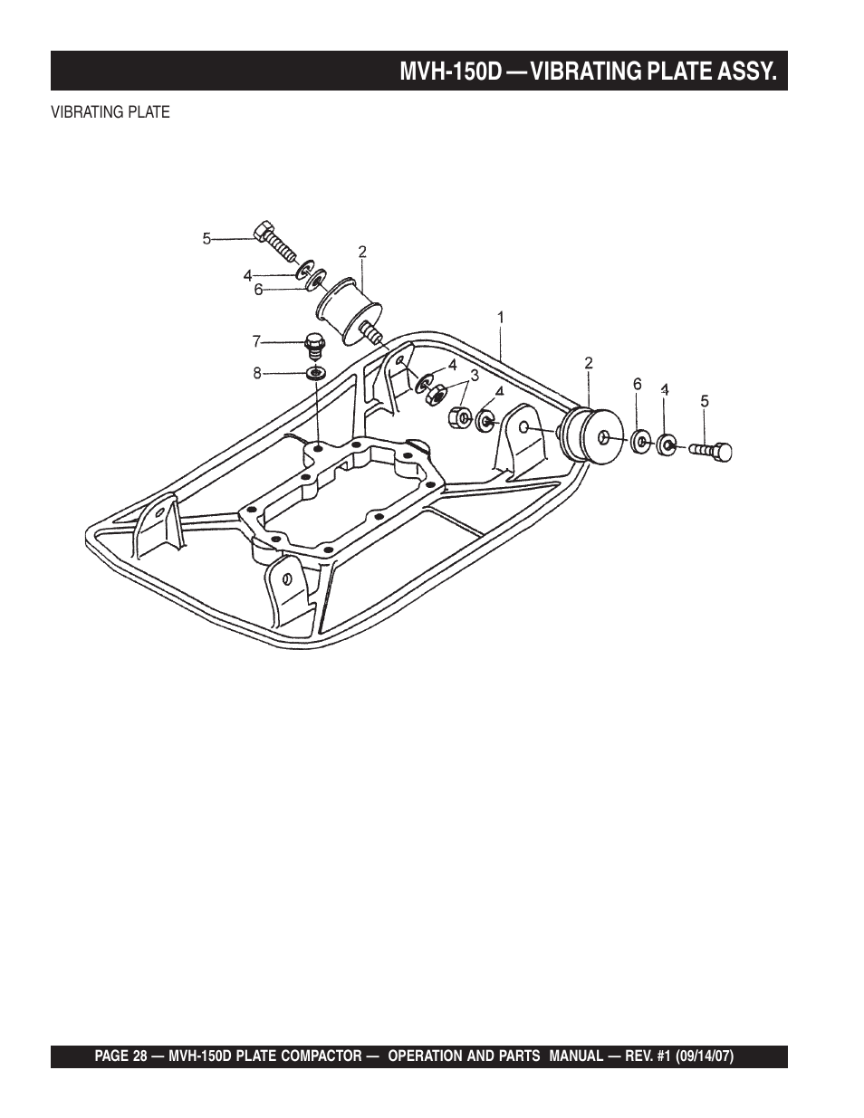 Mvh-150d — vibrating plate assy | Multiquip MVH150D User Manual | Page 28 / 64