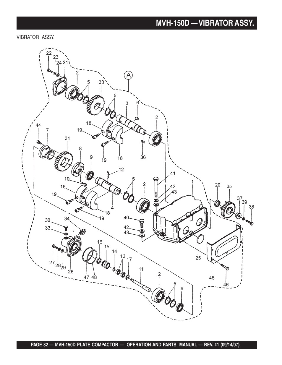Mvh-150d — vibrator assy | Multiquip MVH150D User Manual | Page 32 / 64