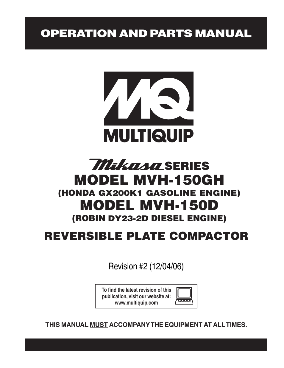 Multiquip MVH150D User Manual | 90 pages