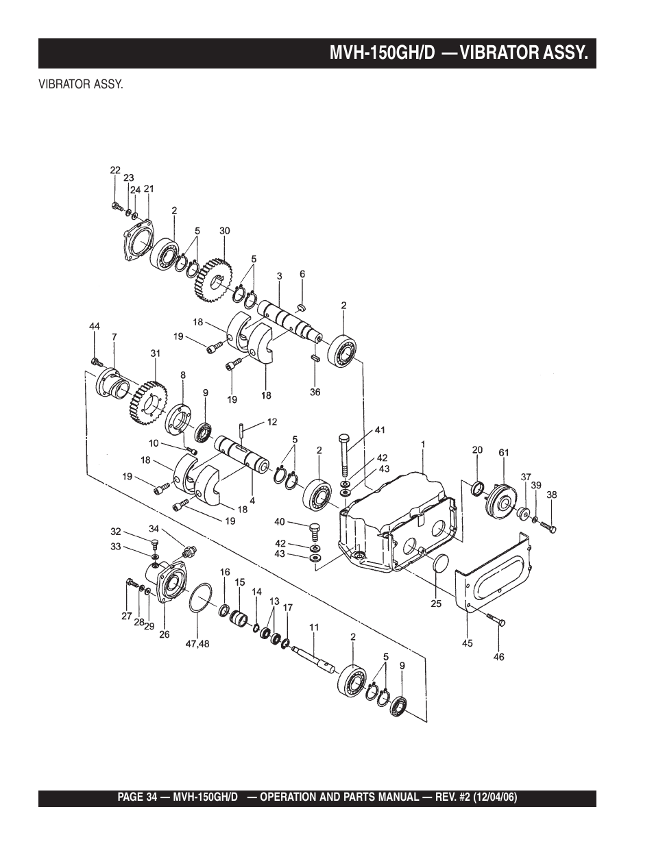 Mvh-150gh/d — vibrator assy | Multiquip MVH150D User Manual | Page 34 / 90