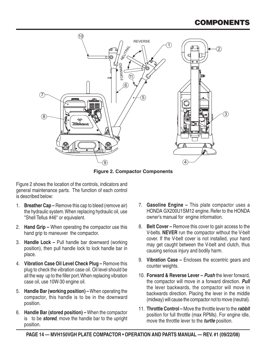 Components | Multiquip MVH150VGH User Manual | Page 14 / 78