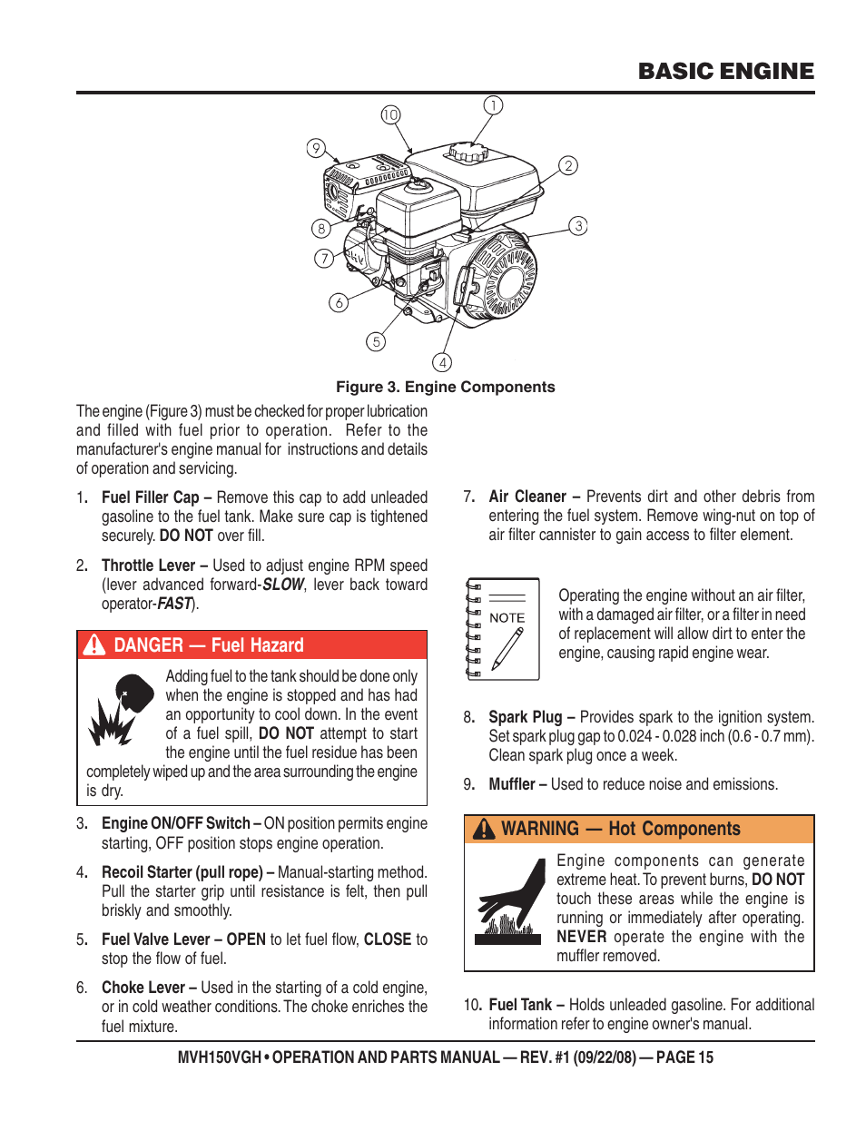 Basic engine | Multiquip MVH150VGH User Manual | Page 15 / 78