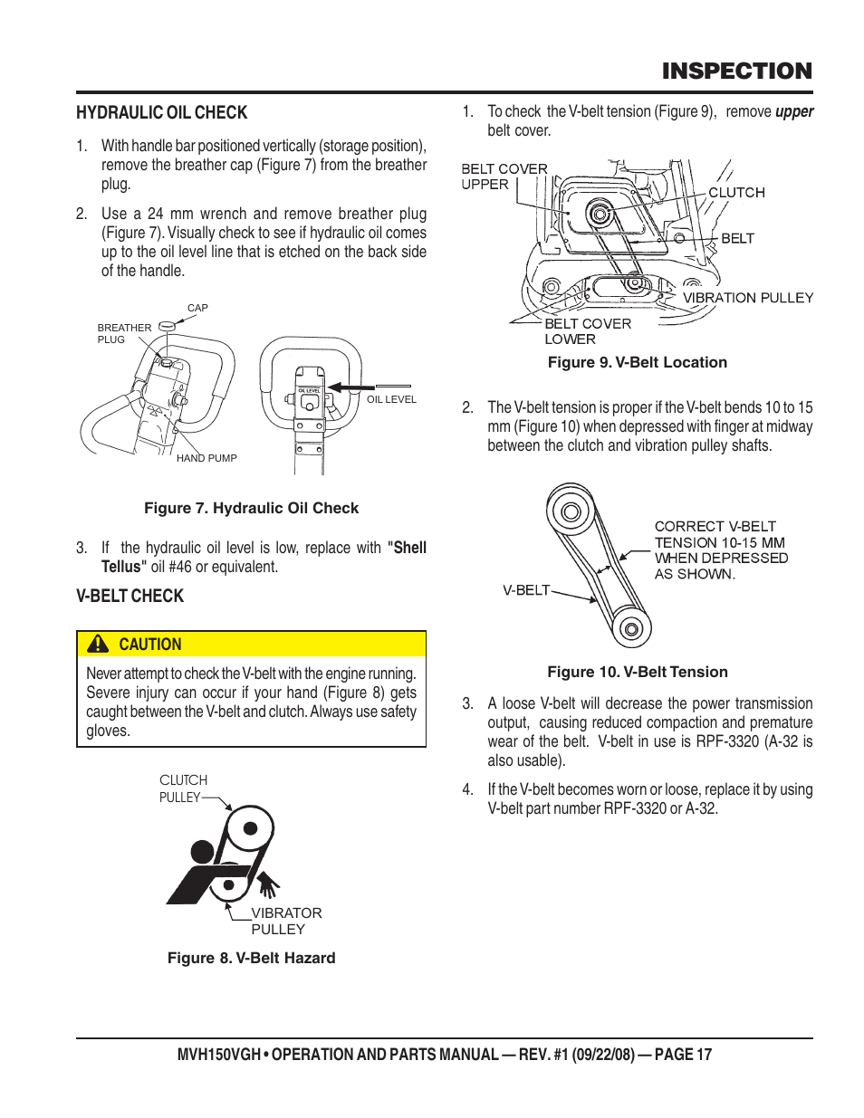 Inspection | Multiquip MVH150VGH User Manual | Page 17 / 78