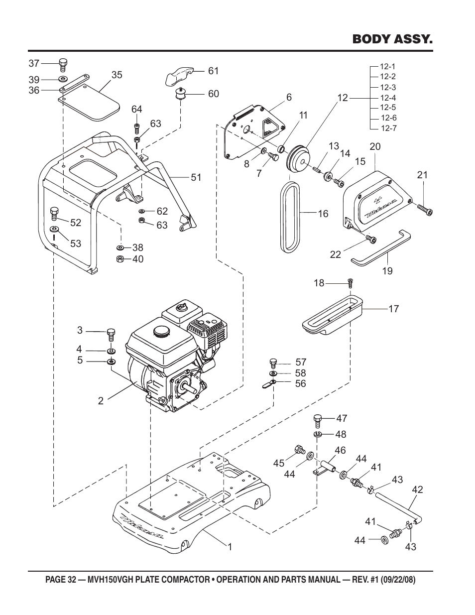 Body assy | Multiquip MVH150VGH User Manual | Page 32 / 78