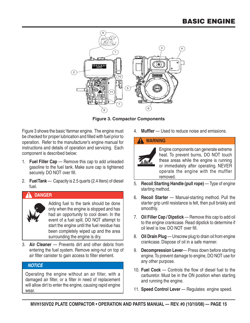 Basic engine | Multiquip MVH150VD2 User Manual | Page 15 / 64