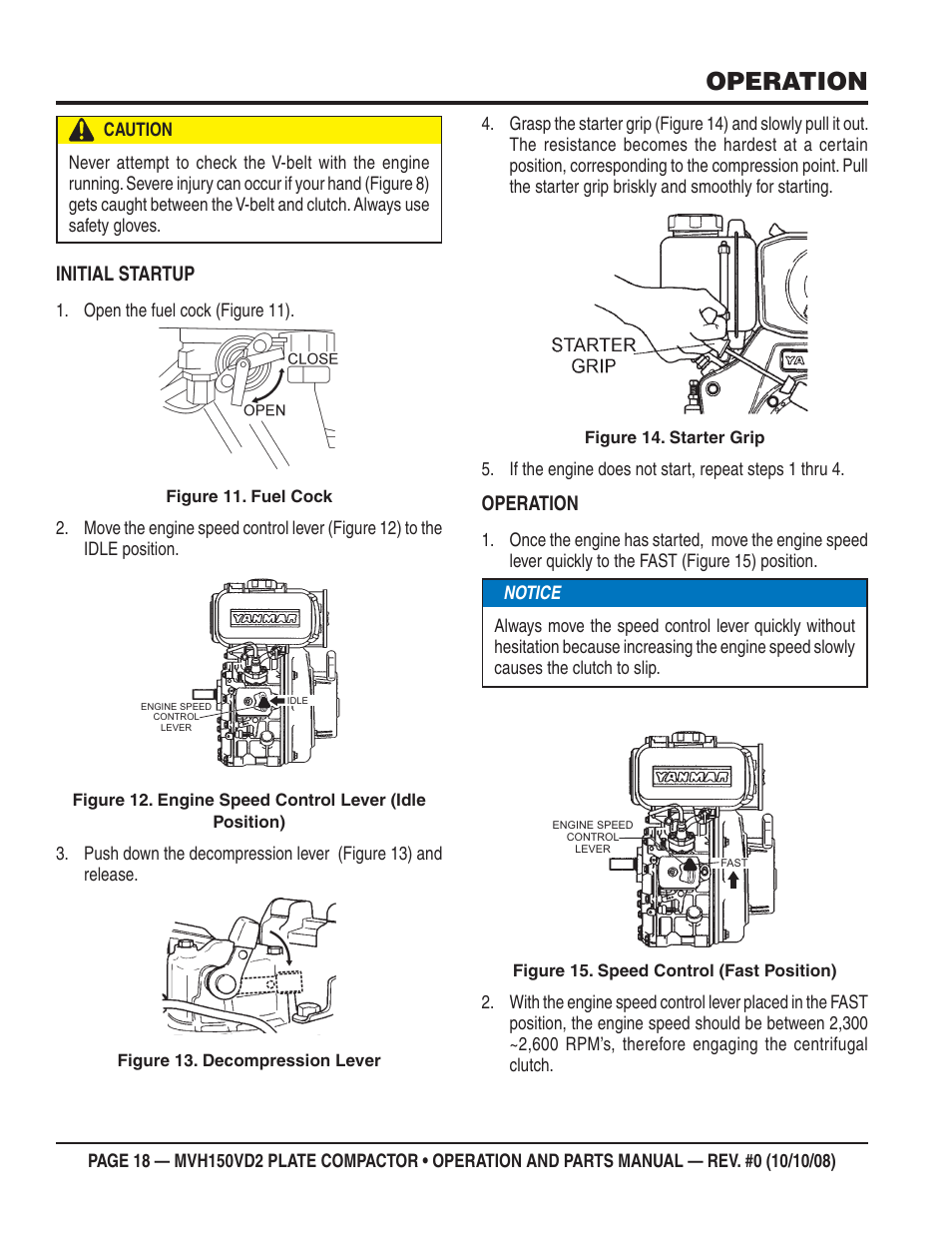 Operation, Initial startup | Multiquip MVH150VD2 User Manual | Page 18 / 64