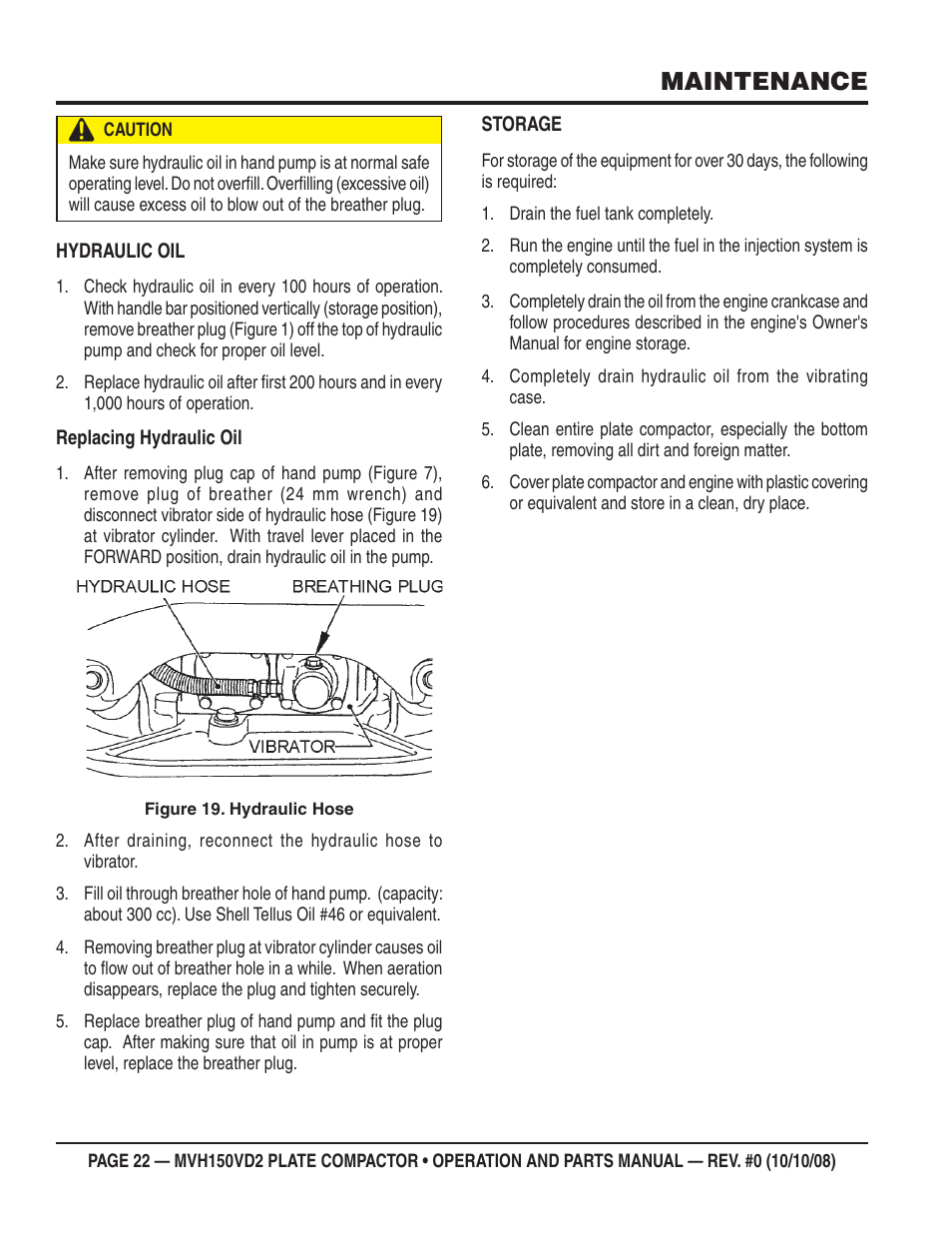 Maintenance | Multiquip MVH150VD2 User Manual | Page 22 / 64