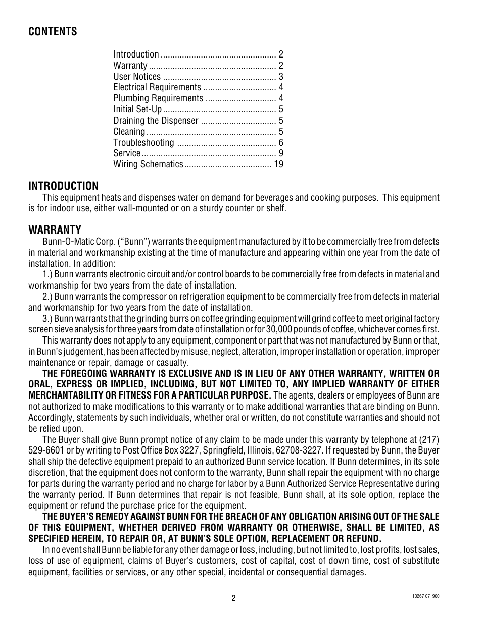 Bunn H5M User Manual | Page 2 / 20
