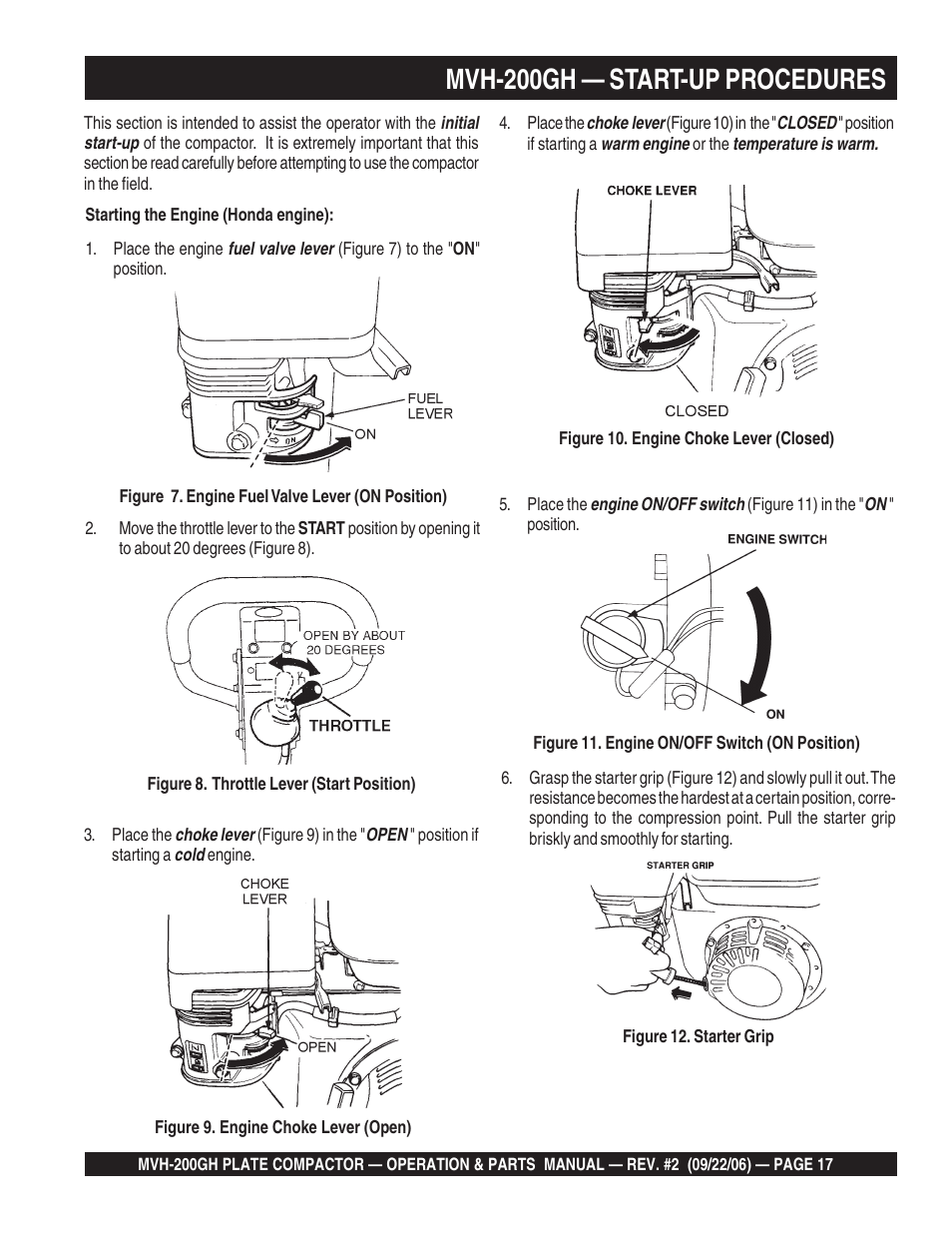 Mvh-200gh — start-up procedures | Multiquip MVH200GH User Manual | Page 17 / 82