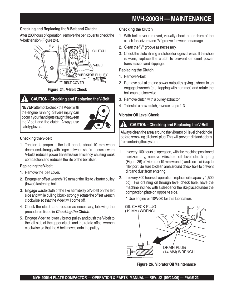 Mvh-200gh — maintenance | Multiquip MVH200GH User Manual | Page 23 / 82