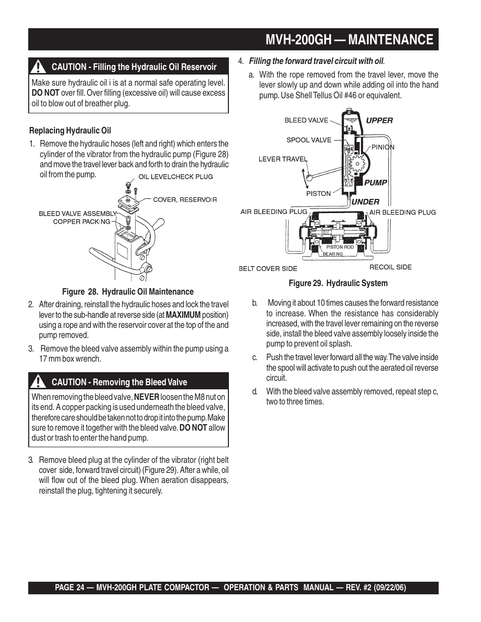 Mvh-200gh — maintenance | Multiquip MVH200GH User Manual | Page 24 / 82