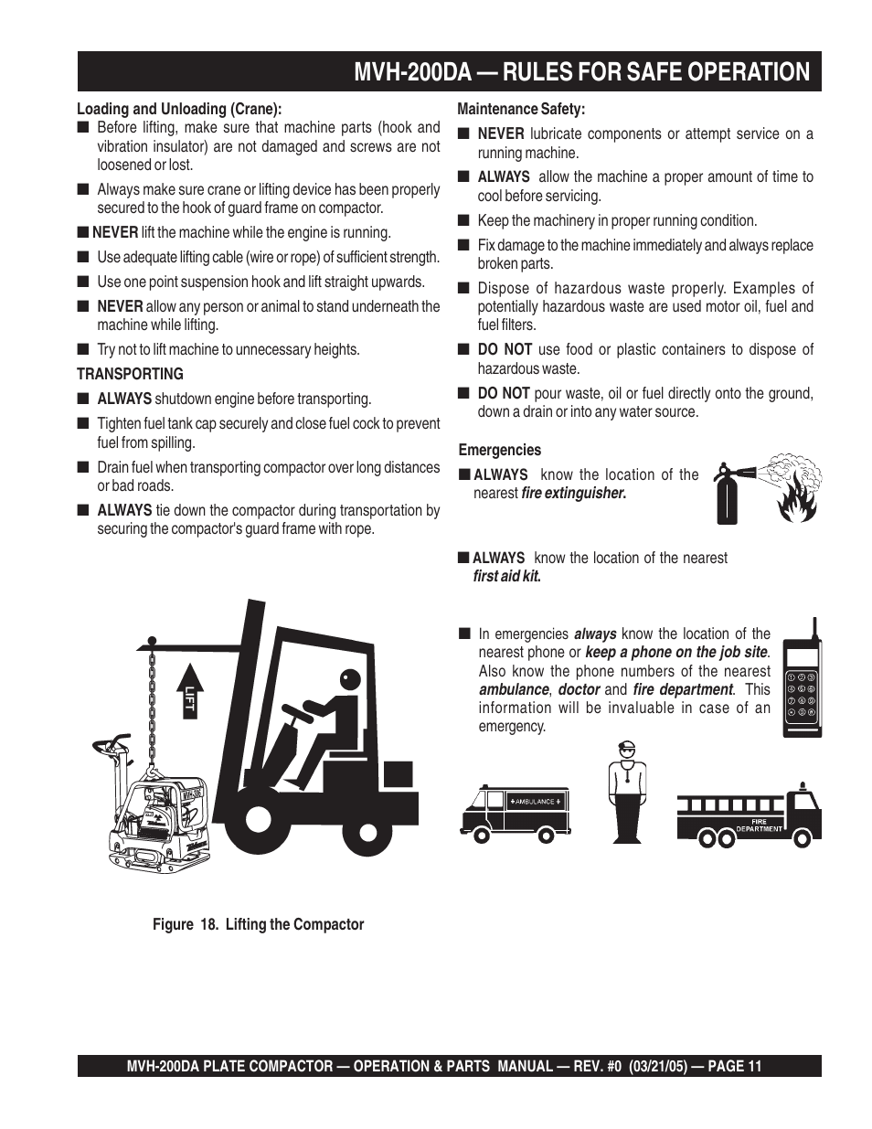 Mvh-200da — rules for safe operation | Multiquip MVH200DA User Manual | Page 11 / 64