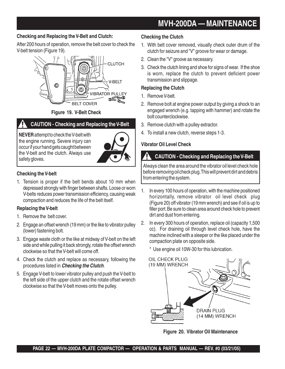 Mvh-200da — maintenance | Multiquip MVH200DA User Manual | Page 22 / 64