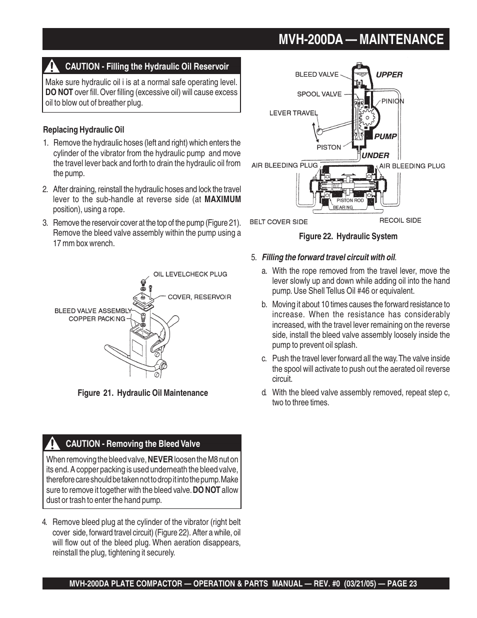 Mvh-200da — maintenance | Multiquip MVH200DA User Manual | Page 23 / 64