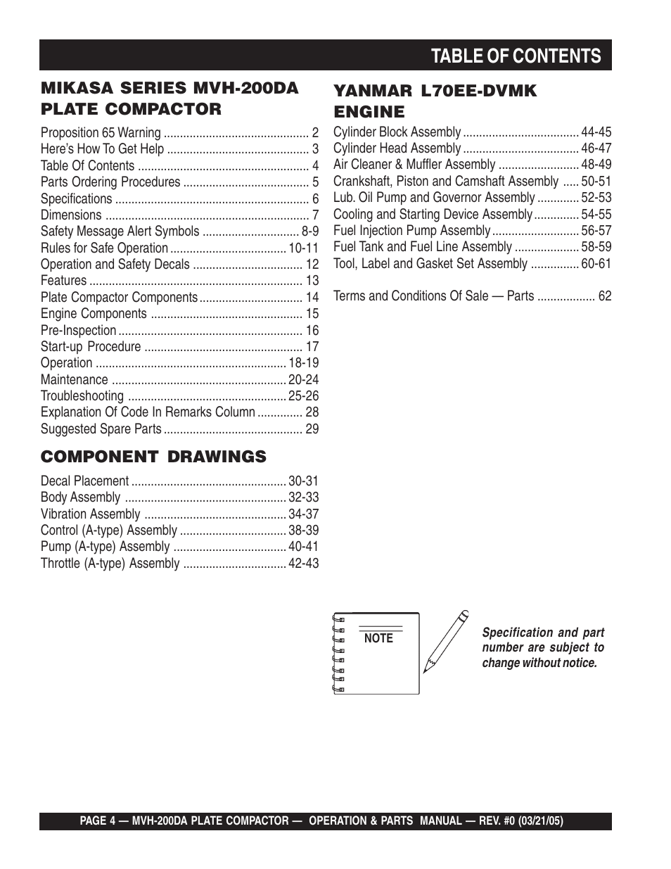 Multiquip MVH200DA User Manual | Page 4 / 64