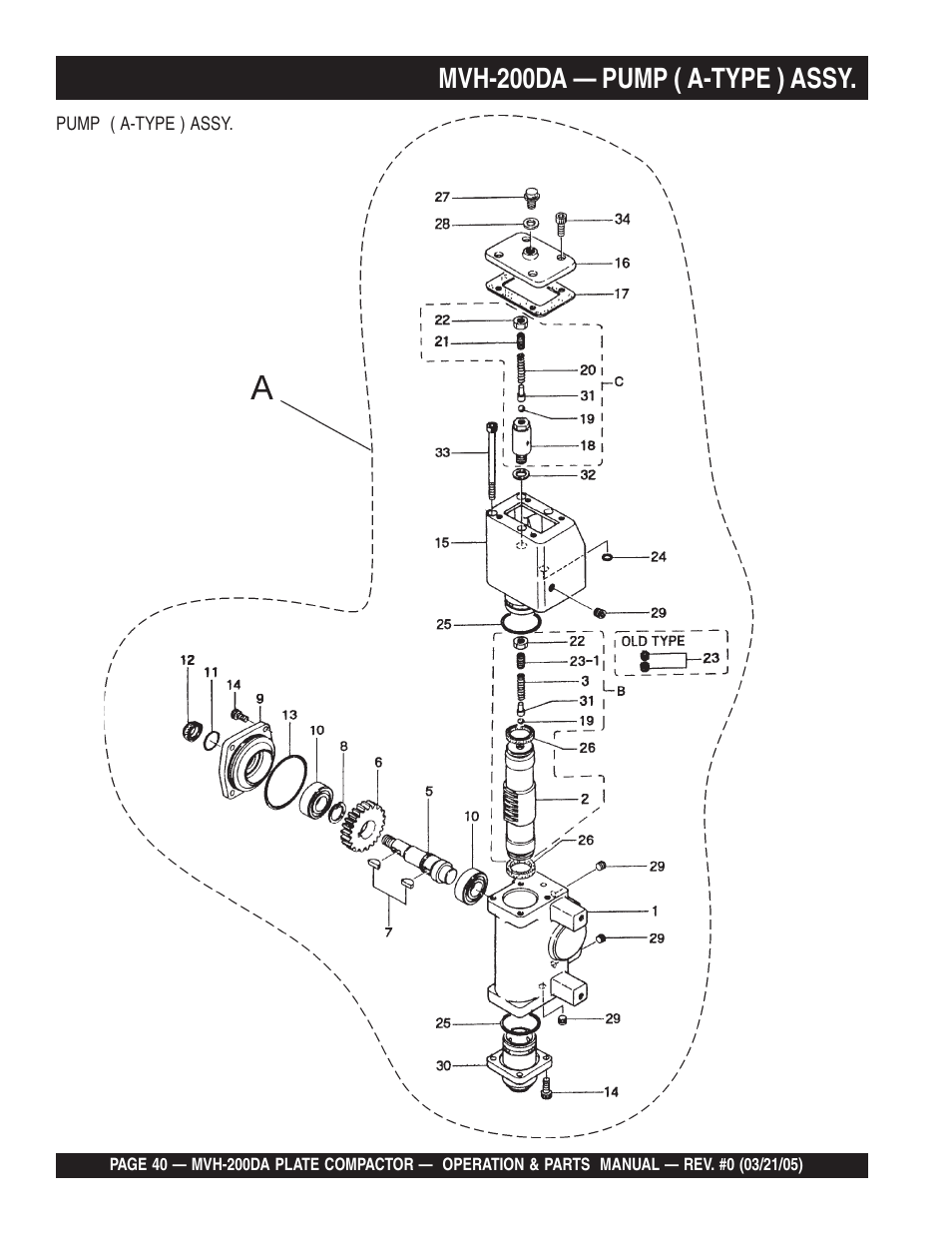 Mvh-200da — pump ( a-type ) assy | Multiquip MVH200DA User Manual | Page 40 / 64
