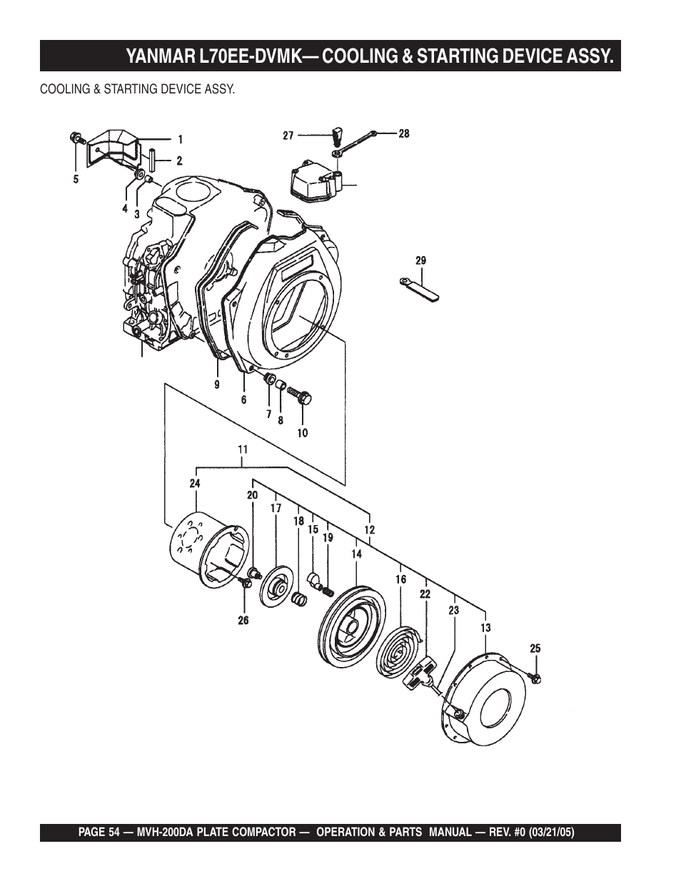Yanmar l70ee-dvmk— cooling & starting device assy | Multiquip MVH200DA User Manual | Page 54 / 64