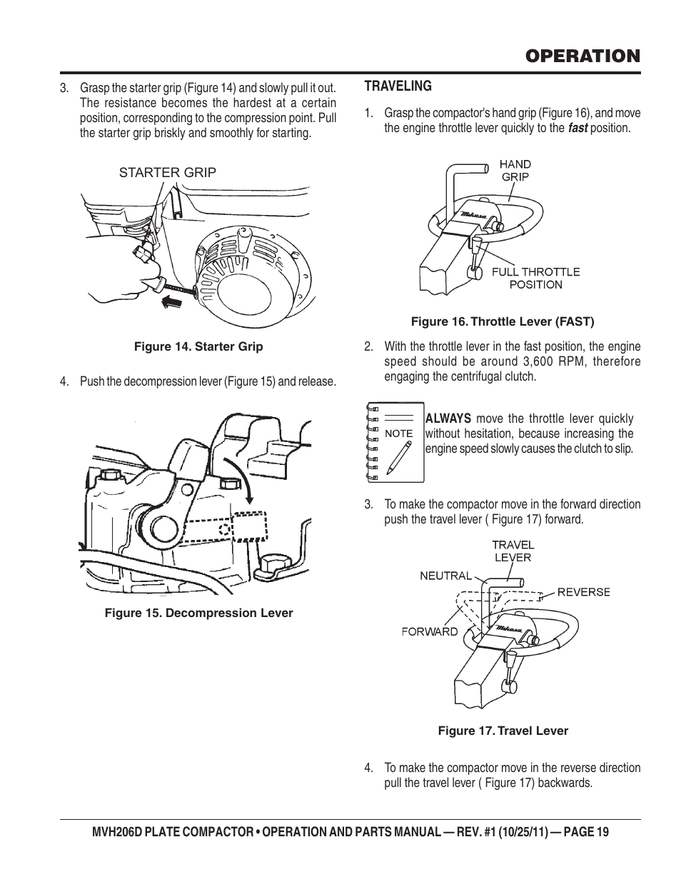 Operation | Multiquip MVH206D User Manual | Page 19 / 72