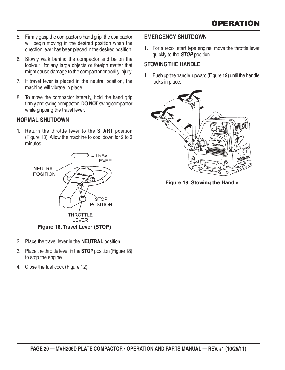 Operation | Multiquip MVH206D User Manual | Page 20 / 72