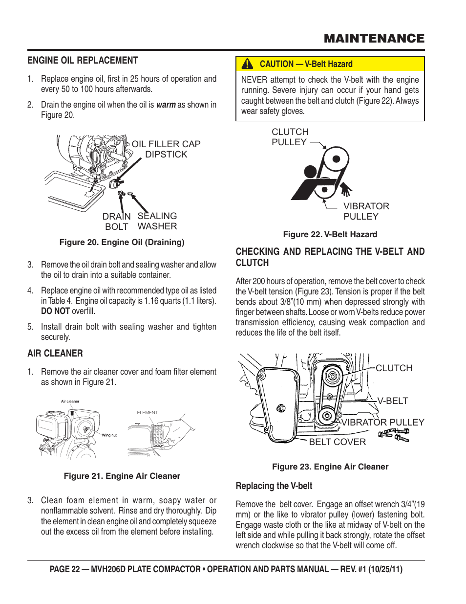Maintenance | Multiquip MVH206D User Manual | Page 22 / 72