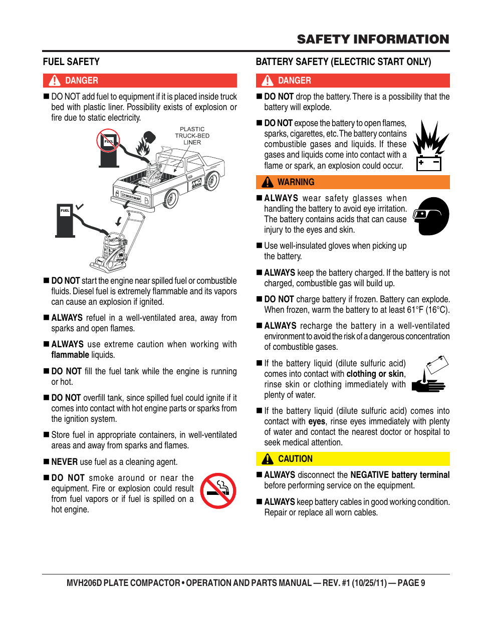 Safety information | Multiquip MVH206D User Manual | Page 9 / 72