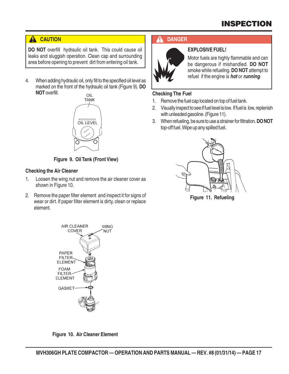 Inspection | Multiquip MVH306GH User Manual | Page 17 / 80