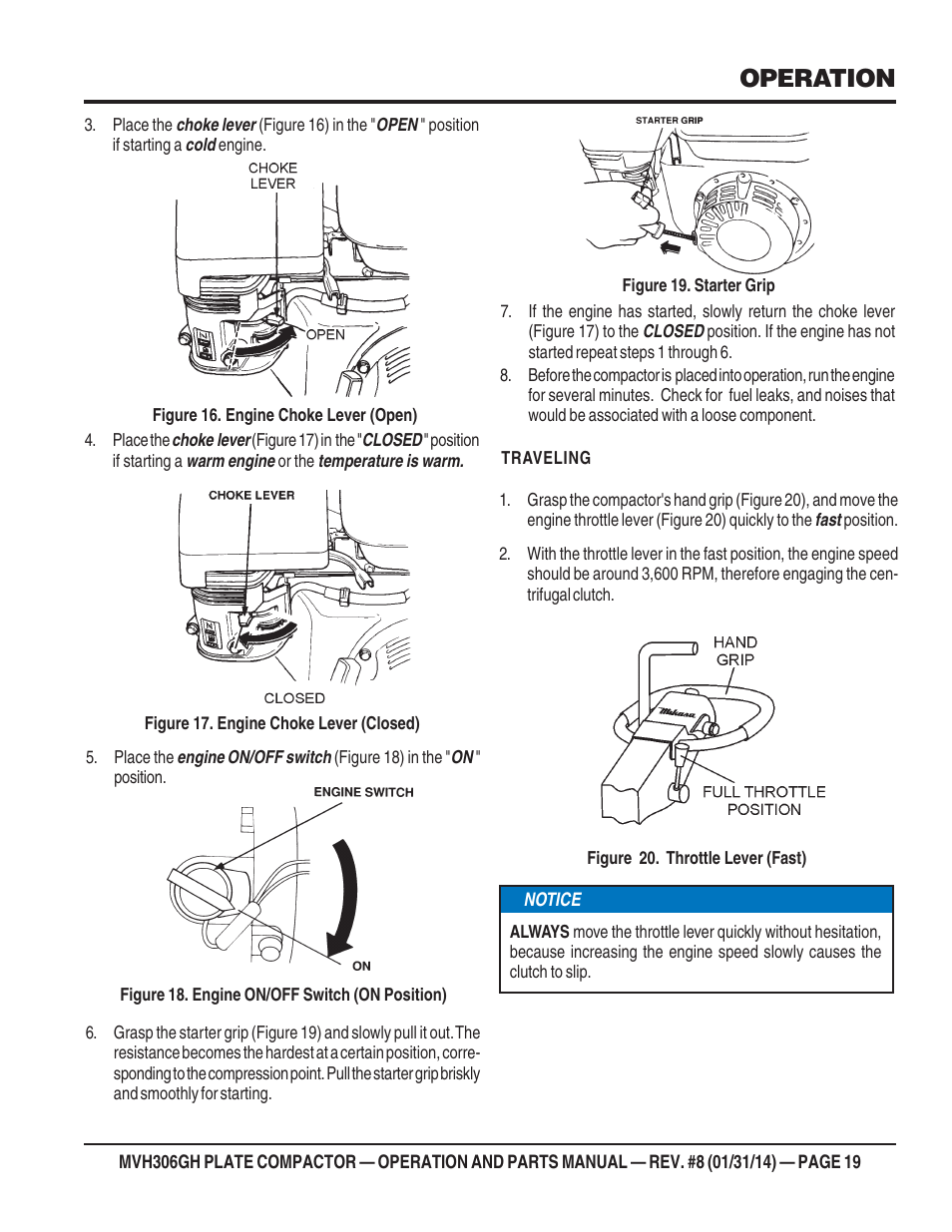 Operation | Multiquip MVH306GH User Manual | Page 19 / 80