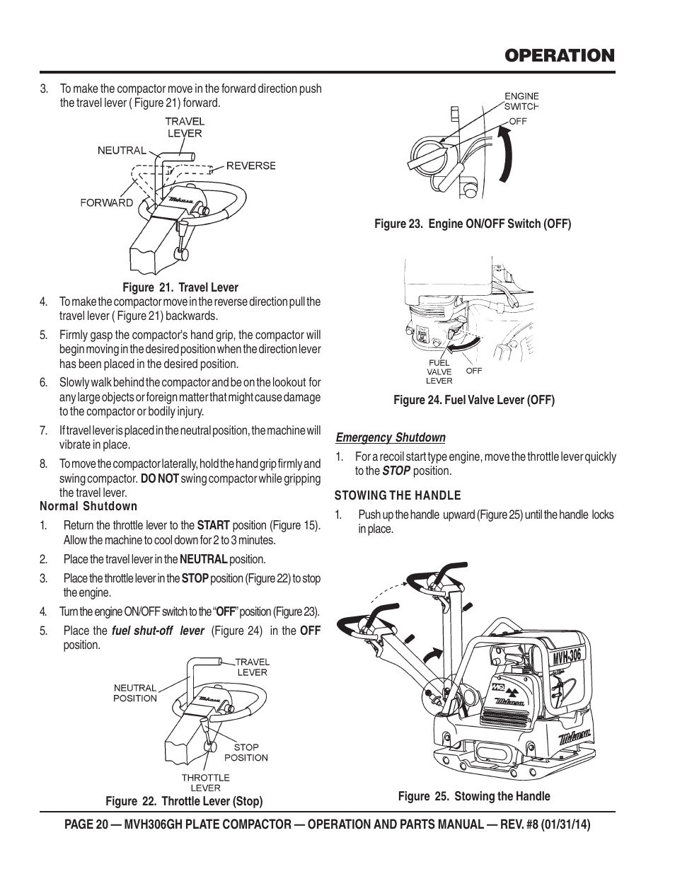 Operation | Multiquip MVH306GH User Manual | Page 20 / 80