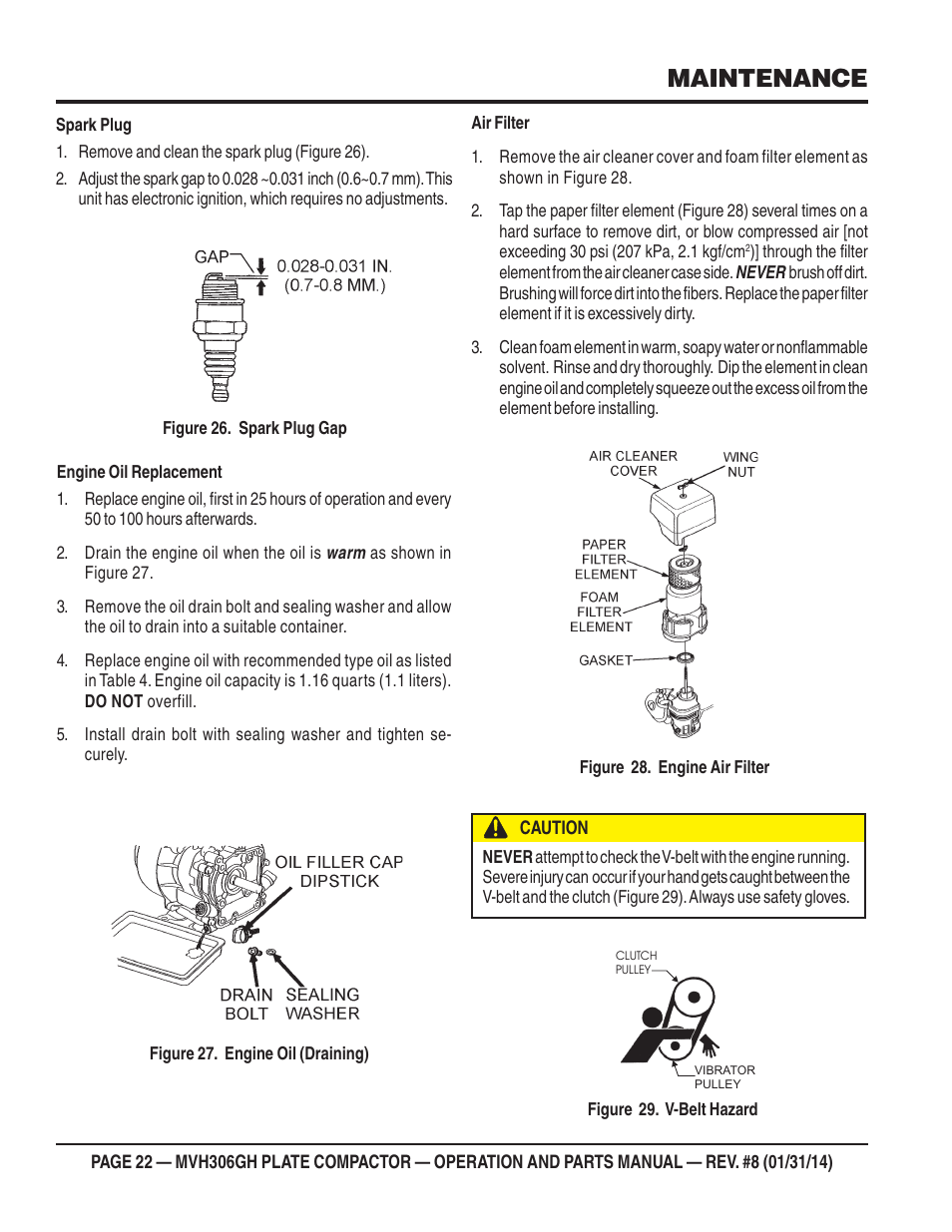 Maintenance | Multiquip MVH306GH User Manual | Page 22 / 80