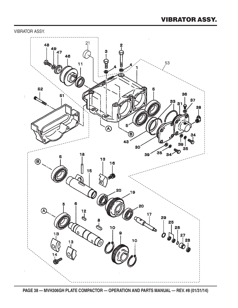 Vibrator assy | Multiquip MVH306GH User Manual | Page 38 / 80