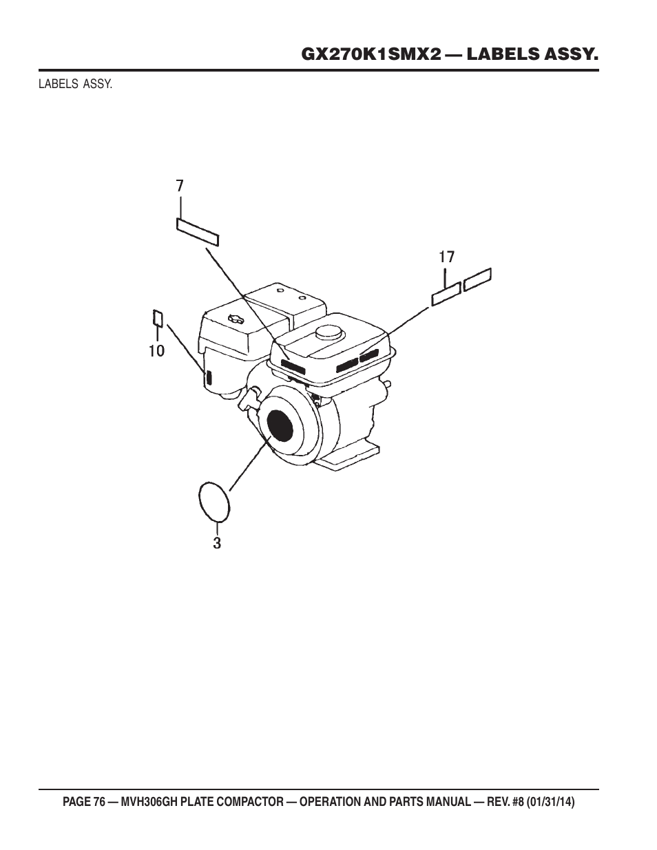Multiquip MVH306GH User Manual | Page 76 / 80