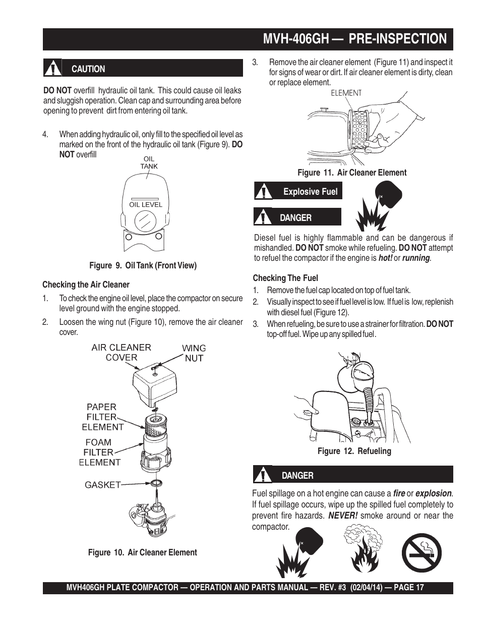 Mvh-406gh — pre-inspection | Multiquip MVH406GH User Manual | Page 17 / 78