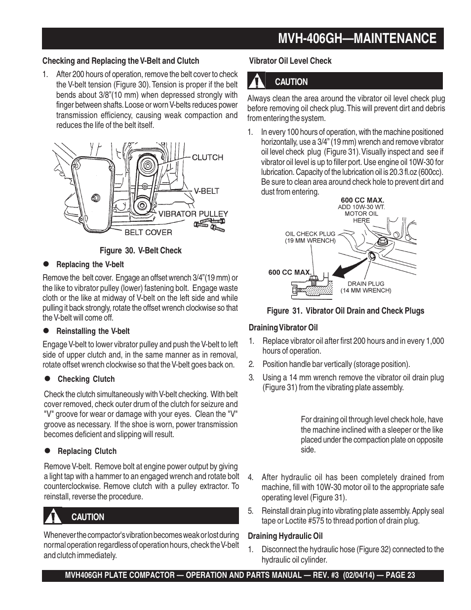 Mvh-406gh—maintenance | Multiquip MVH406GH User Manual | Page 23 / 78