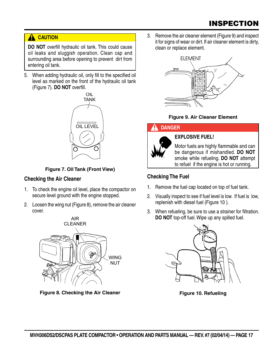 Inspection | Multiquip MVH306DSCP User Manual | Page 17 / 80