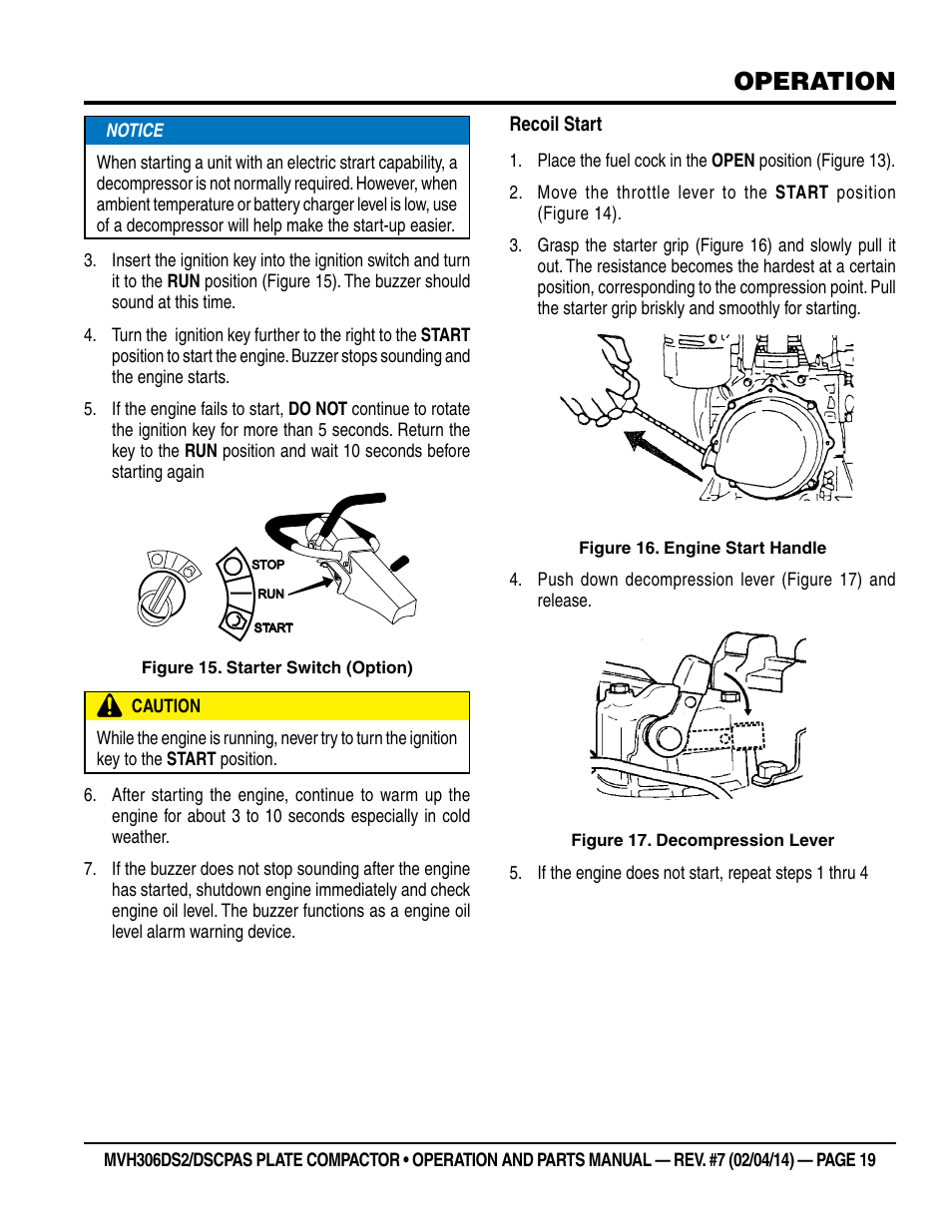 Operation | Multiquip MVH306DSCP User Manual | Page 19 / 80