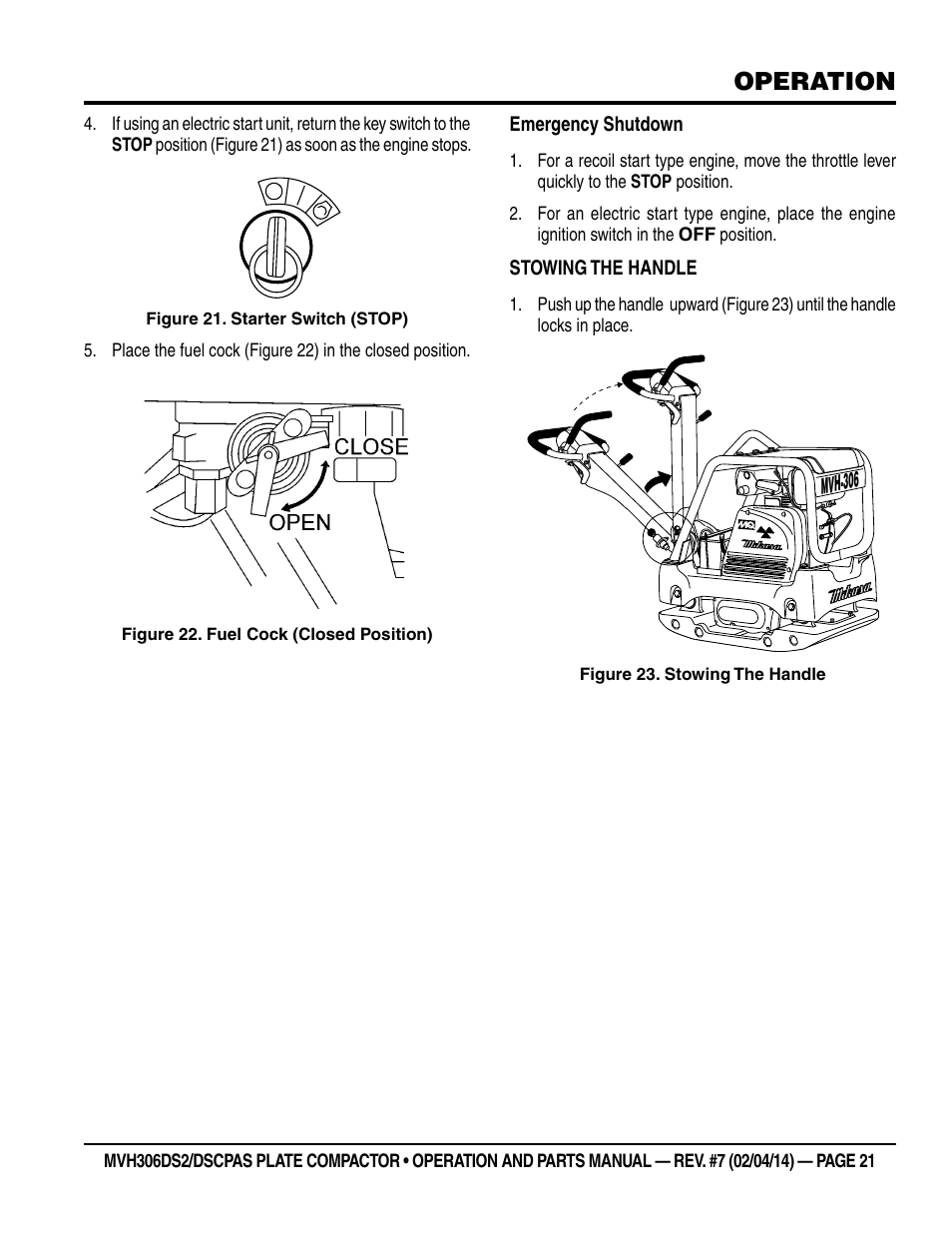 Operation | Multiquip MVH306DSCP User Manual | Page 21 / 80