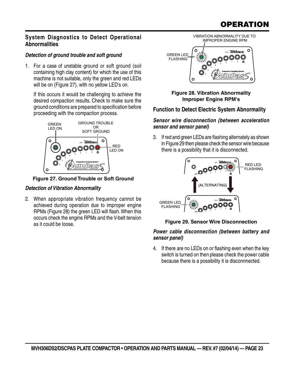 Operation, Function to detect electric system abnormality | Multiquip MVH306DSCP User Manual | Page 23 / 80