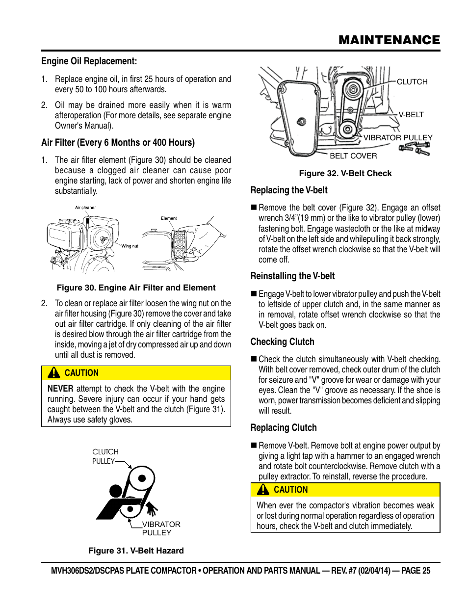 Maintenance | Multiquip MVH306DSCP User Manual | Page 25 / 80