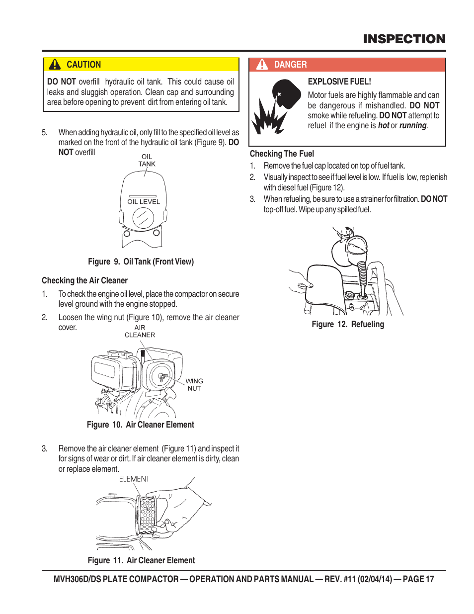 Inspection | Multiquip MVH306DS User Manual | Page 17 / 74